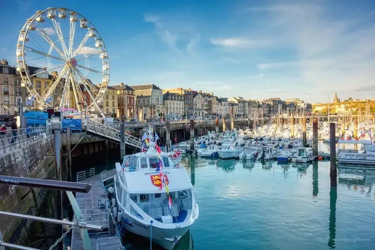 The ferris wheel and the harbour in Dieppe