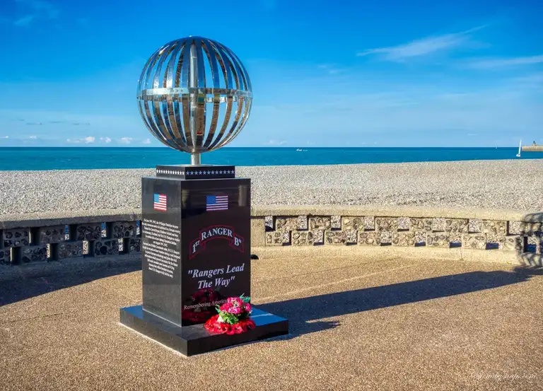 Sculpture to commemorate the US Army rangers part in The Raid at Dieppe of World War II 'Operation Jubilee'