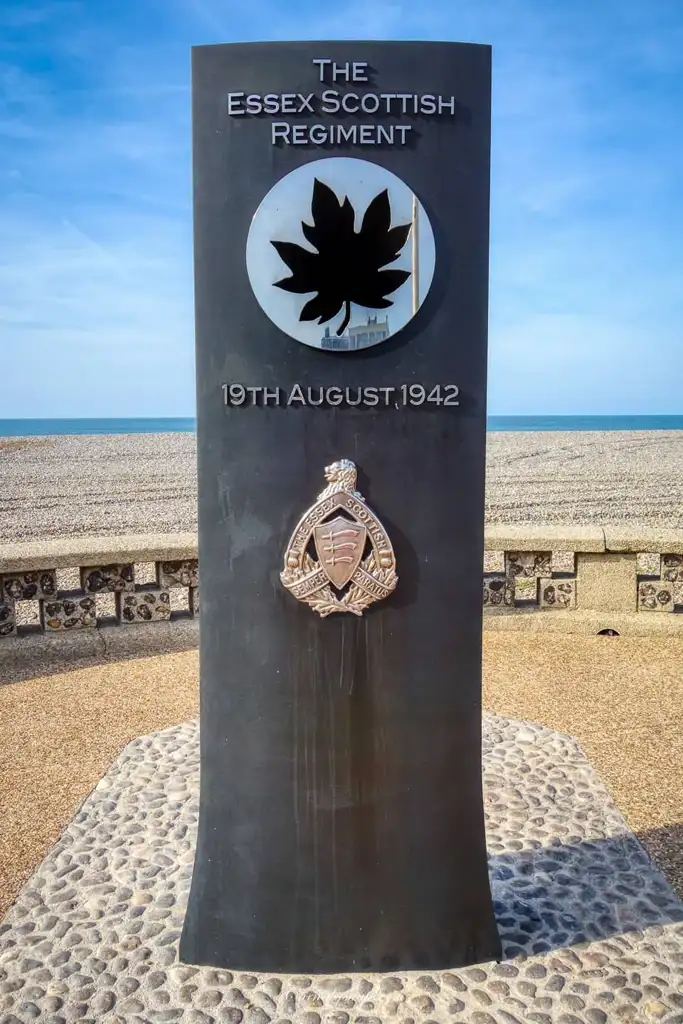  Sculpture to commemorate the Essex Scottish Regiments part in The Raid at Dieppe of World War II 'Operation Jubilee'