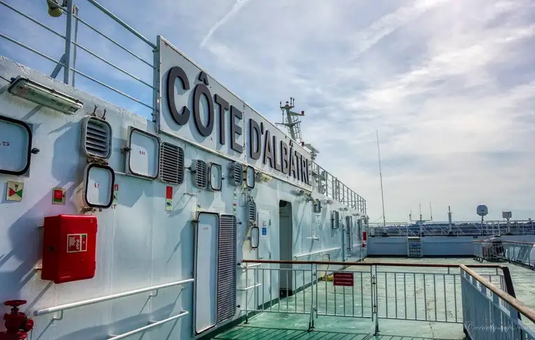 The ferry I'm on is called the 'Cote D'Albatre' which Maiden's voyage was on the 6th March 2006 and travels from Newhaven to Dieppe in a journey time of 4 hours