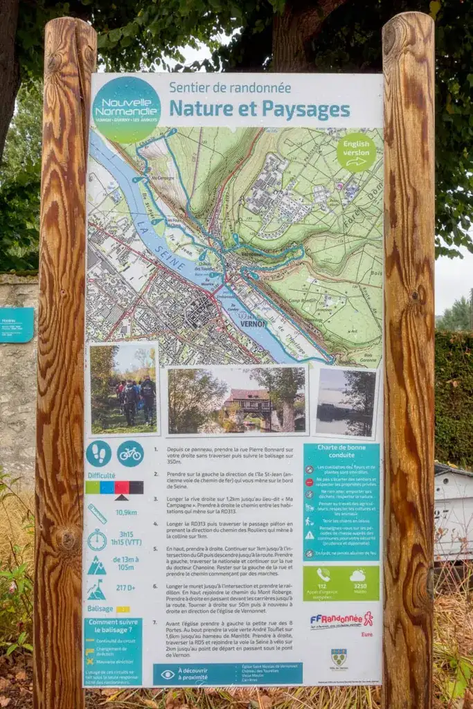 Information plaque and map of interesting sites around Vernon