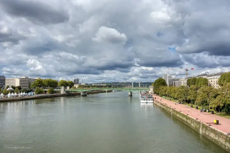  A view of the Seine from Rouen, the Pont Gustave-Flaubert bridge in the far distance