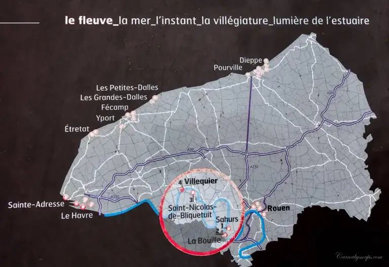  This handy illustration on a information plaque shows the point have reached so far, Villequier