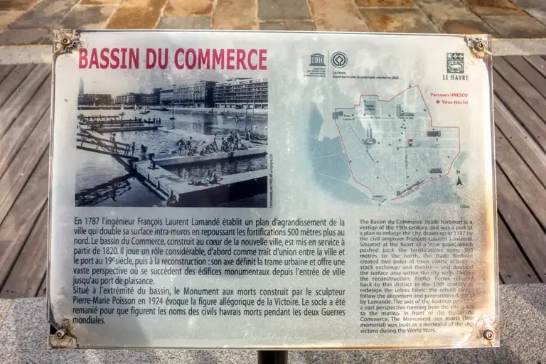 Information plaque on the 'Bassin du Commerce'