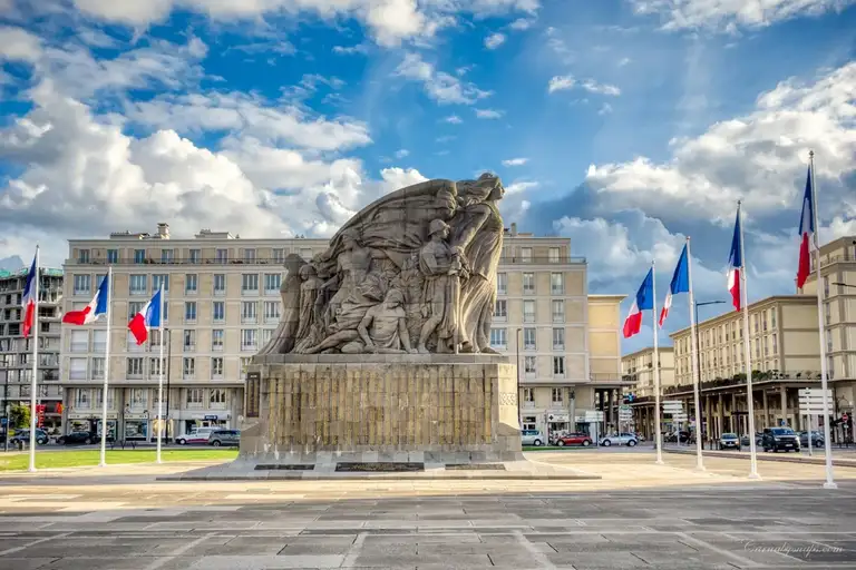  The impressive 'Monument aux Morts' a World War I & II Memorial in Place General de Gaulle, Le Havre
