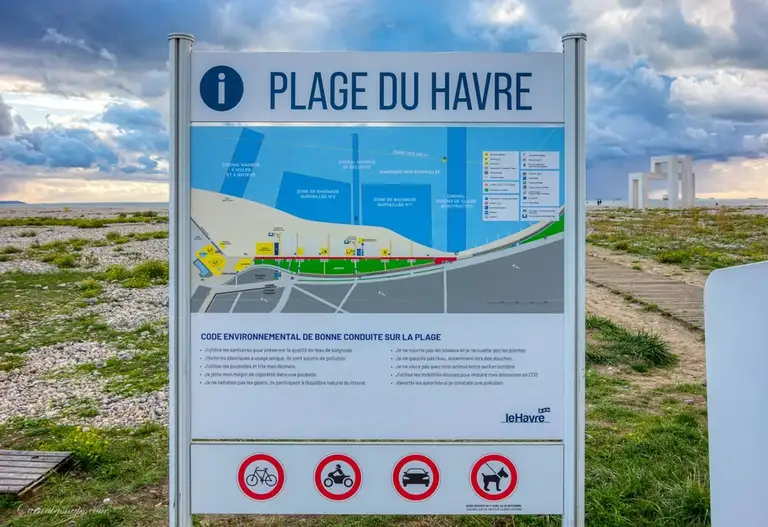 Information plaque on the Plage Le Havre