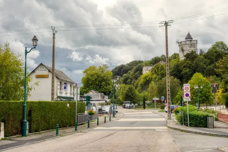 Riding through Tancarville and you can see in top left of this photo on the cliff the 'Château de Tancarville' an 11th-century castle built by Raoul, chamberlain of the Duke of Normandy