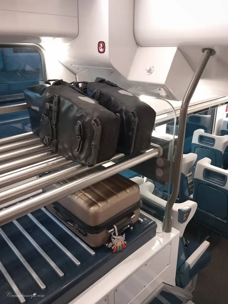 Found a empty spot for my pannier bags - the advantages of catching the first train!