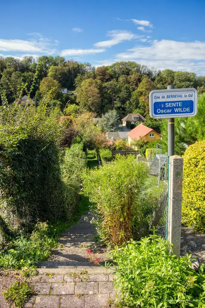 Although the house Oscar Wilde stayed in for a time in Berneval is no longer here this is the path he used to walk daily to the cliff's and the house was roughly where that tanned roof house is now