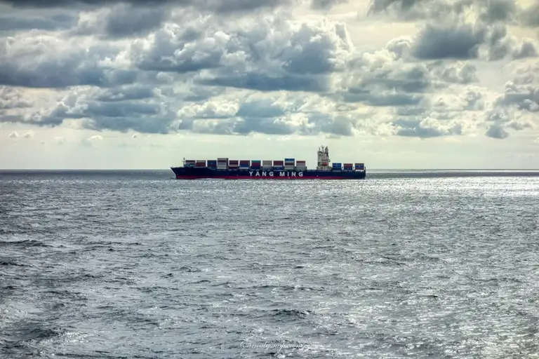  Cargo ship spotted out on the English Channel - I'm guessing it's a Chinese one!