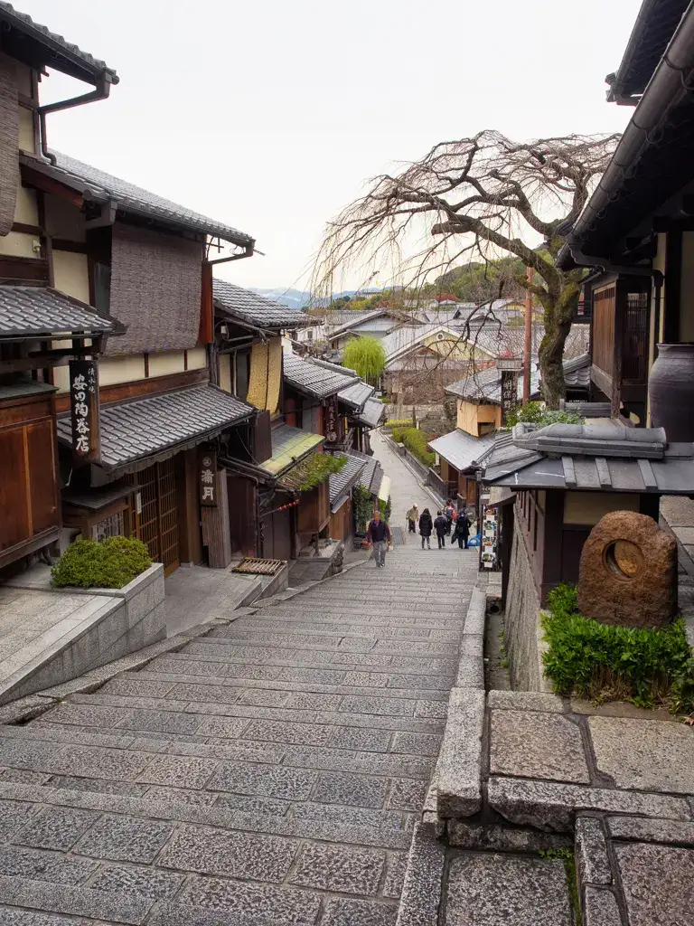  Matsubara Dori sidestreet with old staircase Kitomizu dear Temple, Kyoto