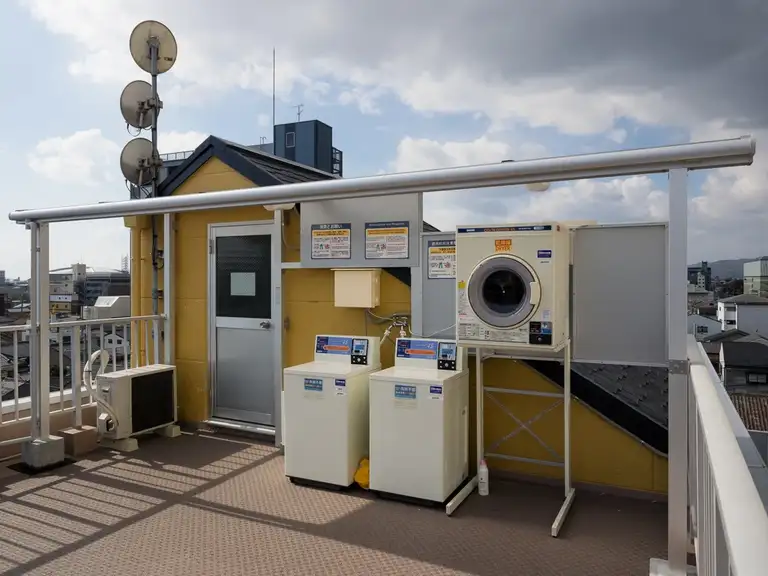  Probably the most scenic clothes washing facilities on the top floor of hotel seiki, Kyoto