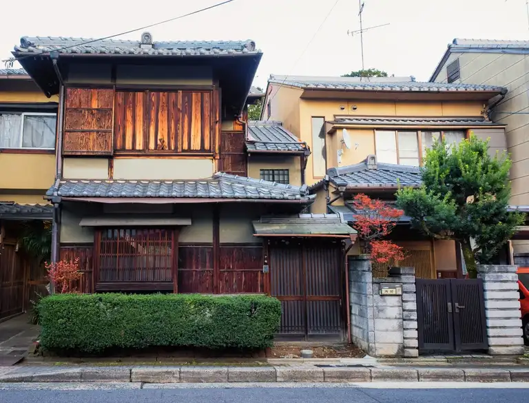 Traditional houses in Imamiya Monzen Dori Kita Kyoto