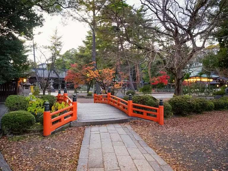 Shinto Shrine Red Wooden Bridge Kita Kyoto