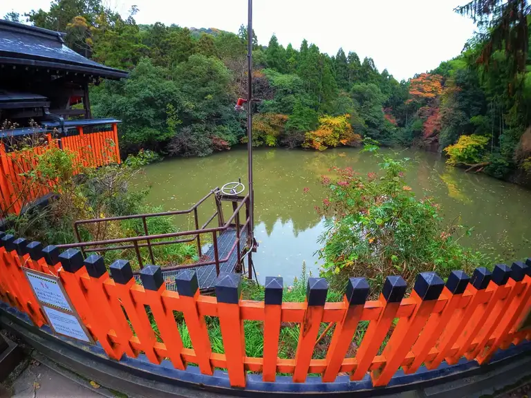Looking out over Shin ike Pond in Fushimi Inari Taisha Kyoto
