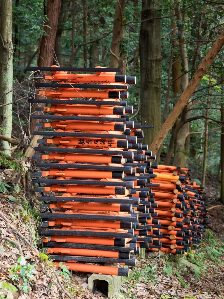 Stack of miniature torii gates at Fushimi Inari Taisha Kyoto