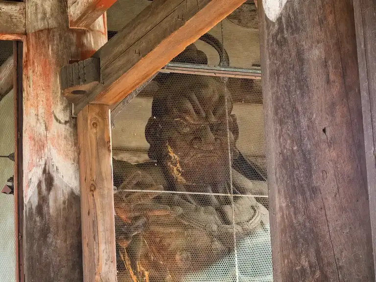 Close up of one of the two Kongo Rikishi at The Great South Gate in Tōdai ji Nara