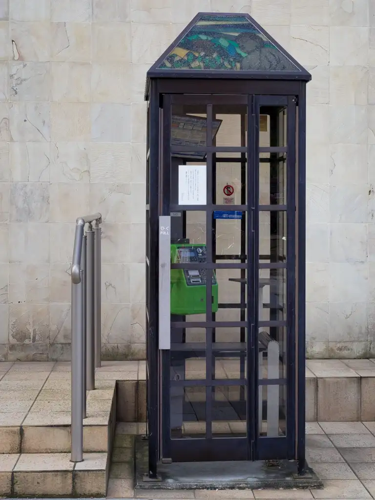 Decorative stained glass telephone box Nara