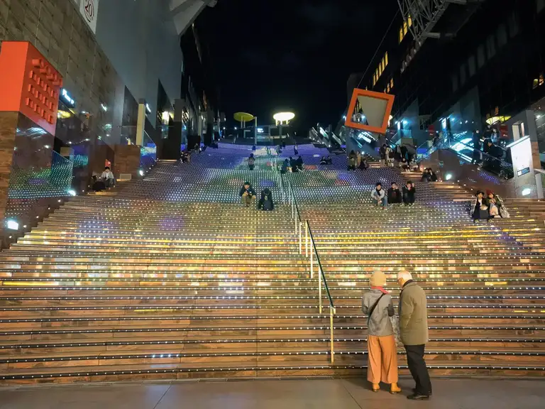 The Big Stairs inside Kyoto Station 171 steps studded with about 15000 LEDs Kyoto