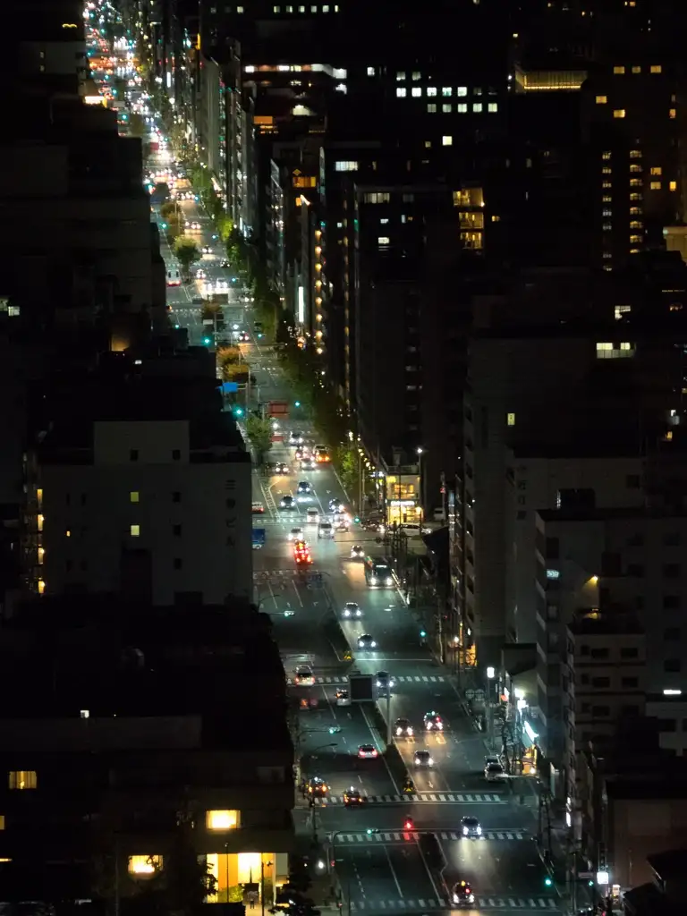  Looking down into the streets from the top of Kyoto Tower Kyoto