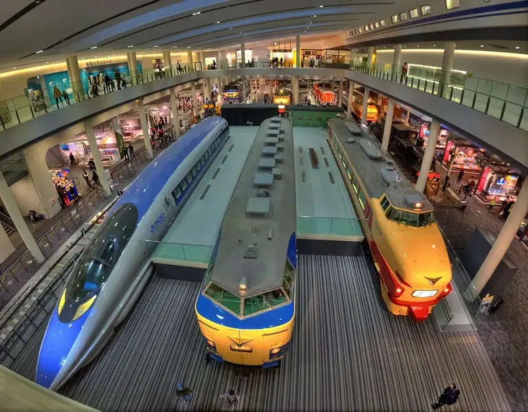 Overview of the main hall in the Kyoto Railway Museum Kyoto