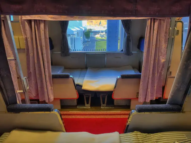  Sleeper cabin inside the Twilight Express at the Kyoto Railway Museum Kyoto