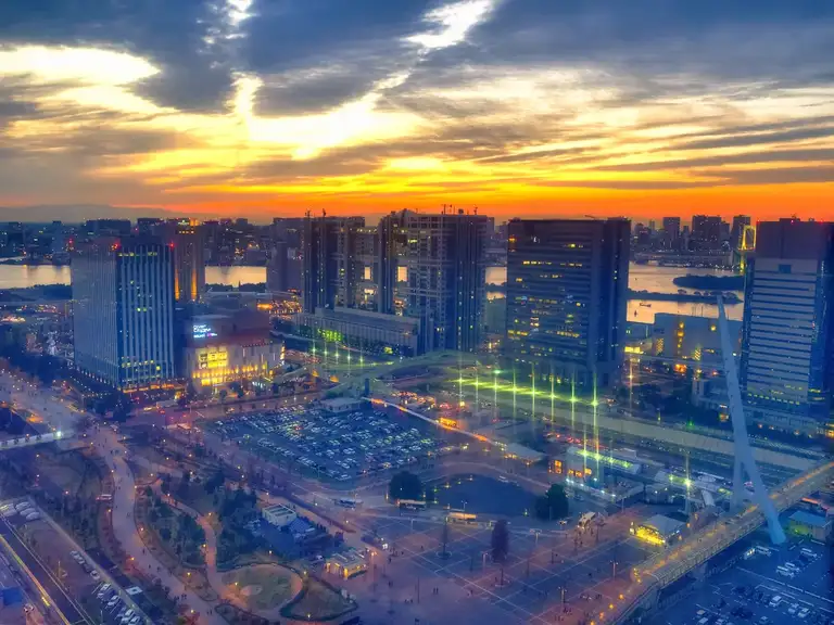 View from Palette Town ferris wheel can you spot Gundam Odaiba