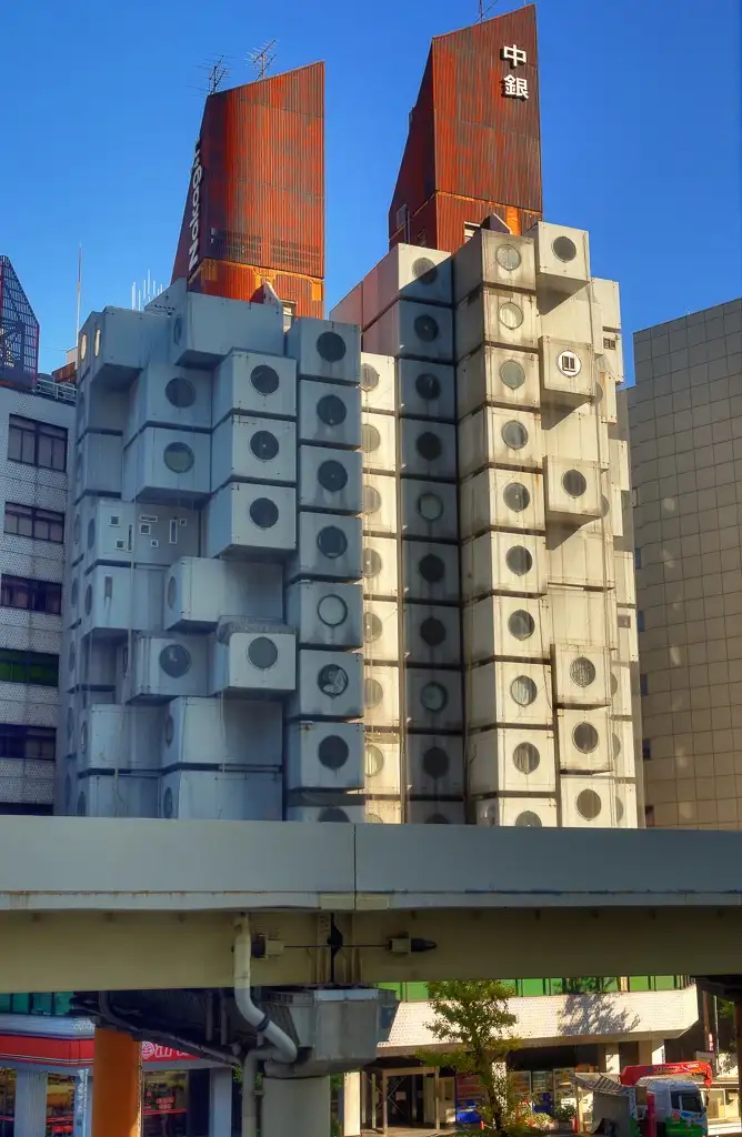 The first capsule designed building in 1972 the Nakagin Capsule Tower Kisho Kurokawa Shimbashi