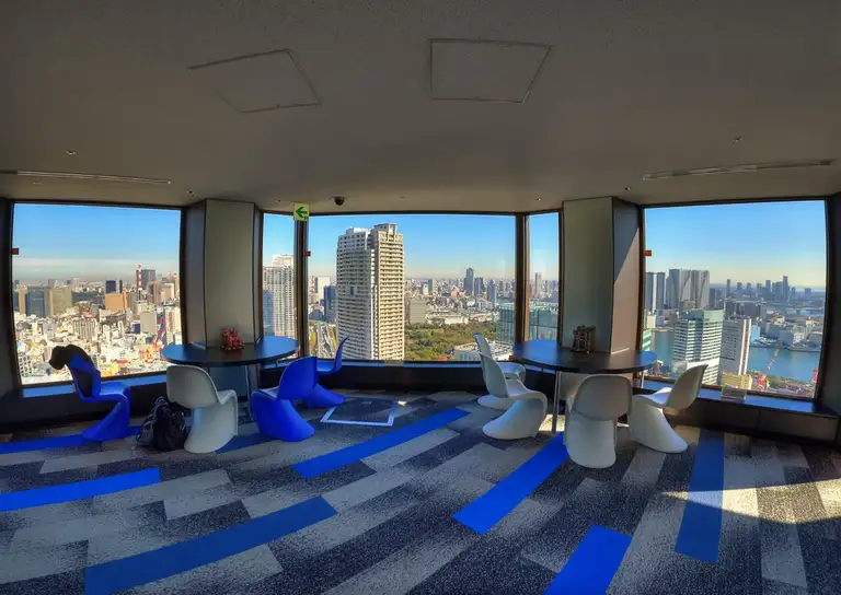  Inside looking out at the Seaside Top Observatory at the World Trade Center Minato