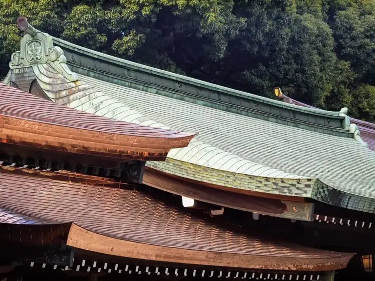 Temple roof detail at Meiji Jingu Shrine Shibuya