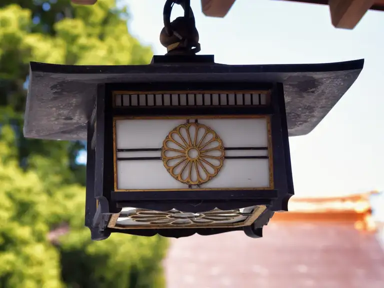 Close up of a decorative lantern at Meiji Jingu Shrine Shibuya