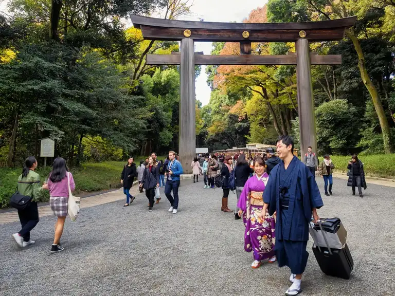 The Meiji Jingu Otorii in autumn colors at Meiji Jingu Shrine Shibuya