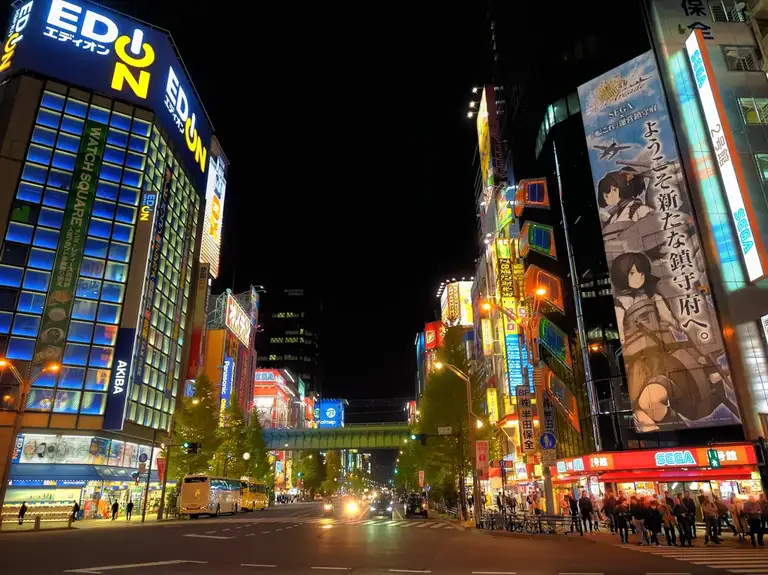 The colorful signs of Electric Town Akihabara Night Time