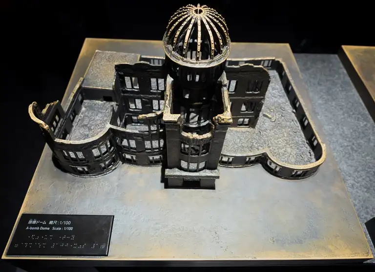 Scale model of the A bomb Dome after the Atomic bomb was dropped on Hiroshima in 1945 at Hiroshima Peace Memorial Museum Hiroshima