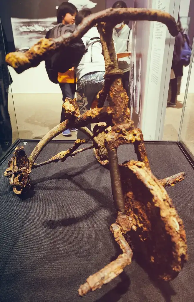  Three year old Shinichi Tetsuya tricycle found buried by his father was found 40 years later after the Atomic Bomb Hiroshima Peace Memorial Museum Hiroshima