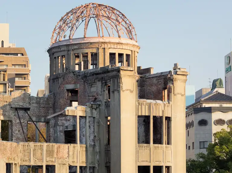 Close up of the dome structure of the A bomb Dome Hiroshima Peace Memorial Park Hiroshima