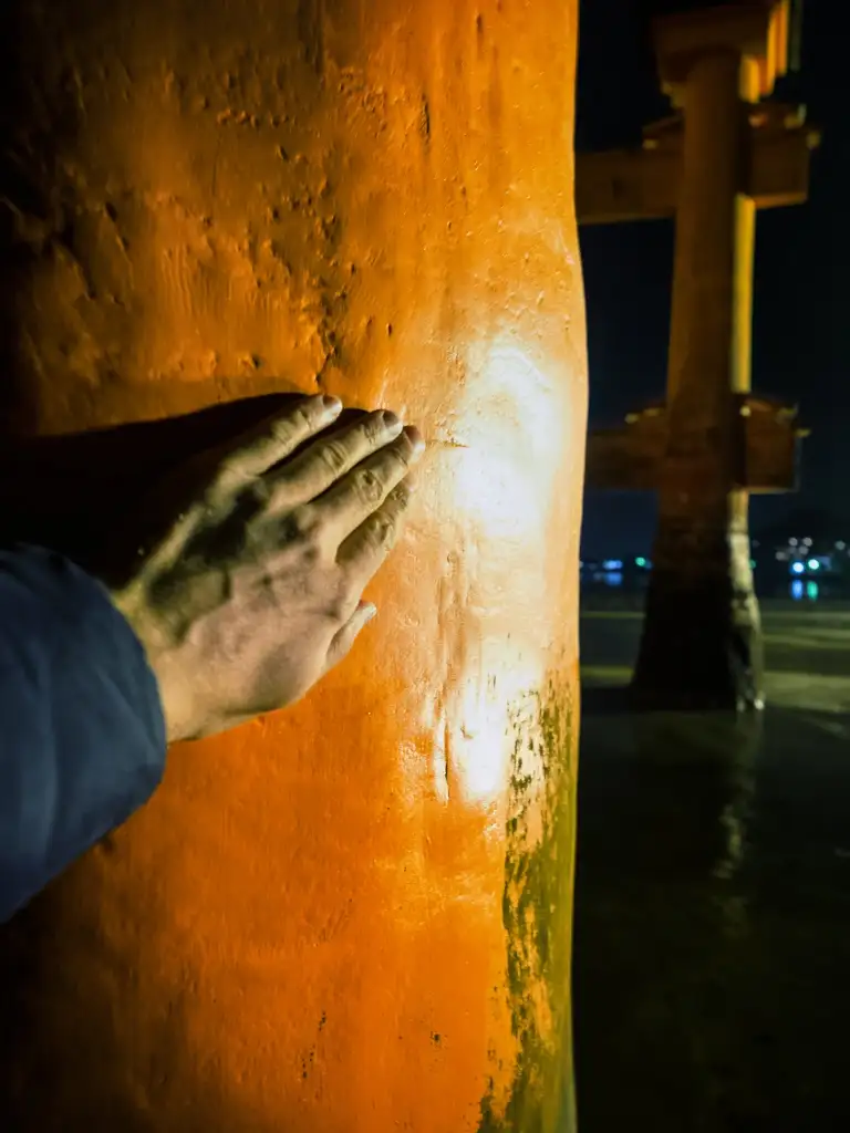 With the tide out I walked out to touch the sacred O Torii Gate at night Miyajima Island