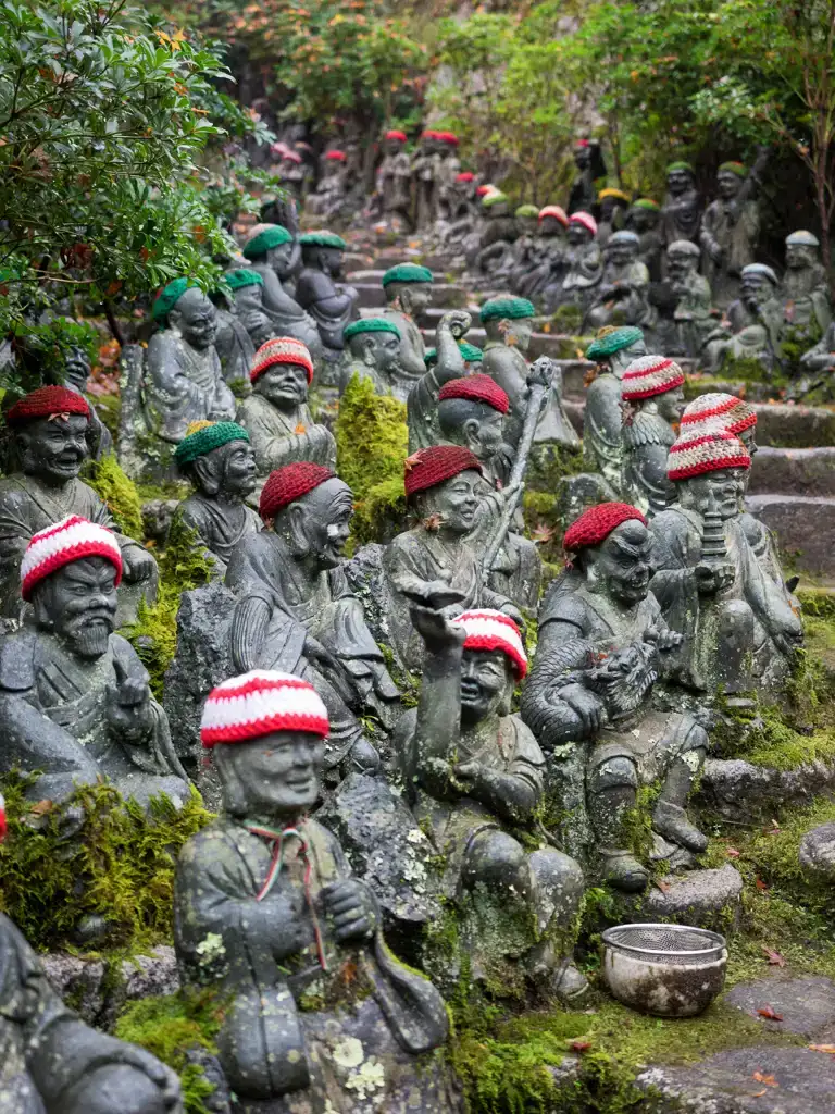The 500 disciples of Shaka Nyorai parents who have lost children are known to look after them and give them hats Daisho in Temple Miyajima Island