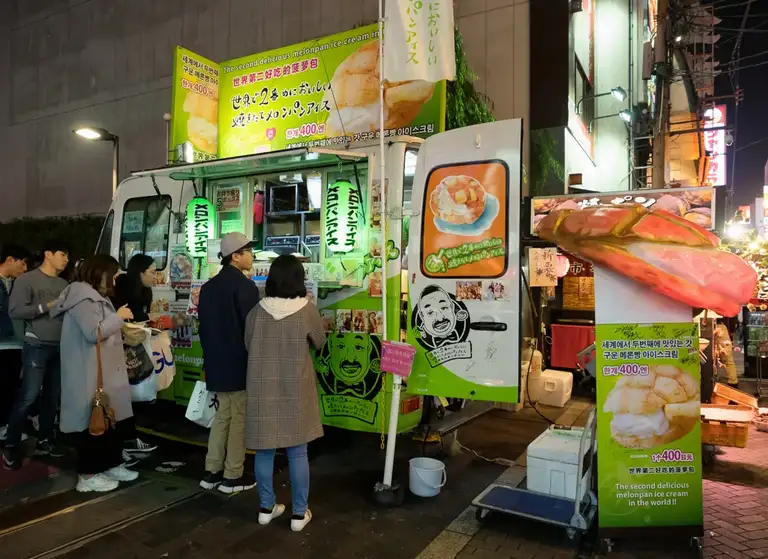 The second delicious melonpan ice cream van in the world in Dotombori Osaka Night time
